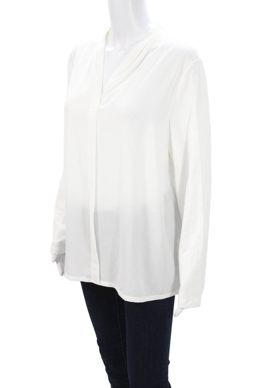 BASLER Womens Basic White Blouse Long Sleeve 100%… - image 2