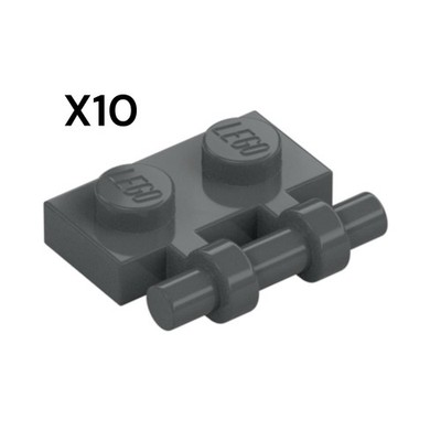 10x LEGO 2540 - PLATE 1X2 W. STICK - Dark Bluish Gray