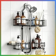 Shower Caddy Organizer 2 Tier Rustproof Black Carbon Steel Bathroom Storage