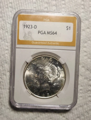1923 D Peace Dollar Graded  MS 64 / RARE BEAUTY