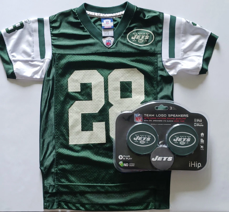 Camiseta deportiva Reebok NY Jets juvenil S #28 Curtis Martin con ALTAVOCES E IMANES ADICIONALES Foto 2 de 4