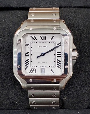 Cartier Santos Large WSSA0018 Automatic Steel Watch Complete Set Box Papers B&P