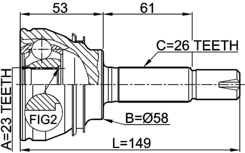 Outer Cv Joint 23X58X26 Febest 0110-054 OEM 43470-80165 | eBay