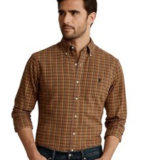 Ralph Lauren Men's Long Sleeve Classic Fit Check Cotton Button Down Shirt Size L