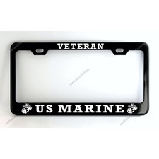 United States Marine Veteran License Plate Frame Black Metal Car Tag United States Marine Veteran License Plate Frame Black Metal Car Tag