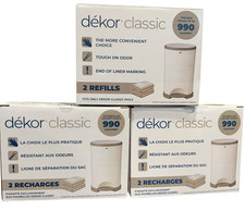 Lot of 3 Dekor Classic 6 Diaper Pail Refills Odor Reduction Economical System