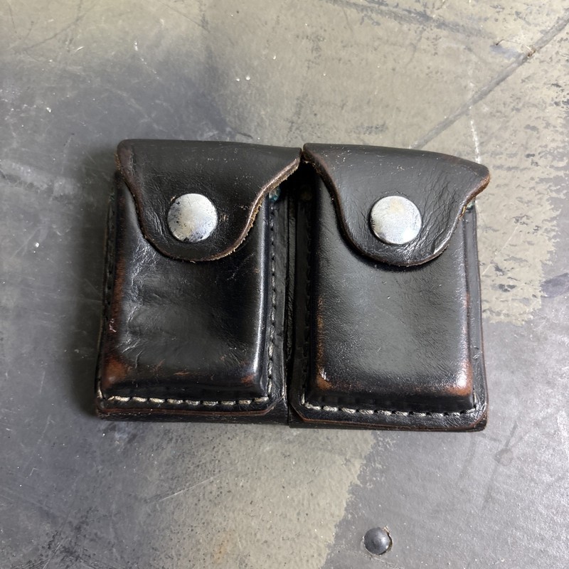 Hunter 33-13  Ammo Pouch Double Magazine Holder Black Leather Vintage