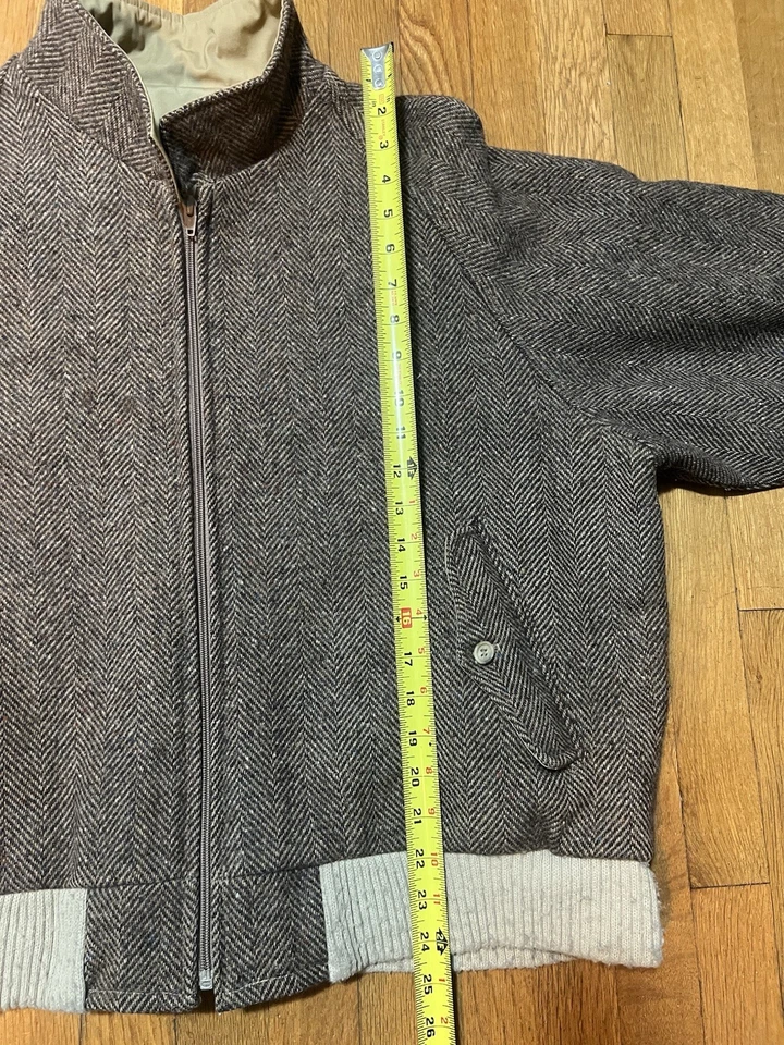 Vintage Woolrich Jacket Mens XL Wool Tweed Bomber Reversible Khaki Made USA - Image 3 of 4