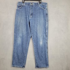 Dickies Carpenter Jeans Mens 36x32 Blue Denim Cotton Relaxed Fit Straight Leg
