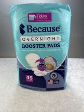 Because Overnight Booster Pads Fit All Adult Diapers, Helps 45 Count, White