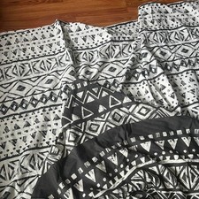 King Size Double Patterned White  Black Duvet Cover