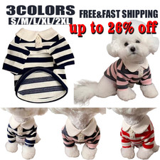 Stripe Small Dog Shirt Cute Pet Cat T-Shirt Dog Puppy Kitten Summer Clothes UK