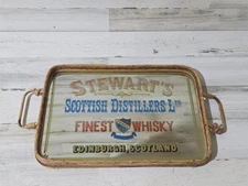 Stewarts Scottish Distillers Finest Whiskey Scotland Bar Tray Mirror Rare