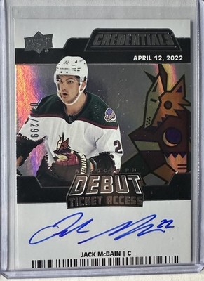 2022-23 Upper Deck Credentials Debut Ticket Access /299 Jack McBain Mammoth Auto