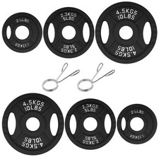 US 2-Inch Olympic Cast Iron Weight Plates for Strength Training 35-Pound Set