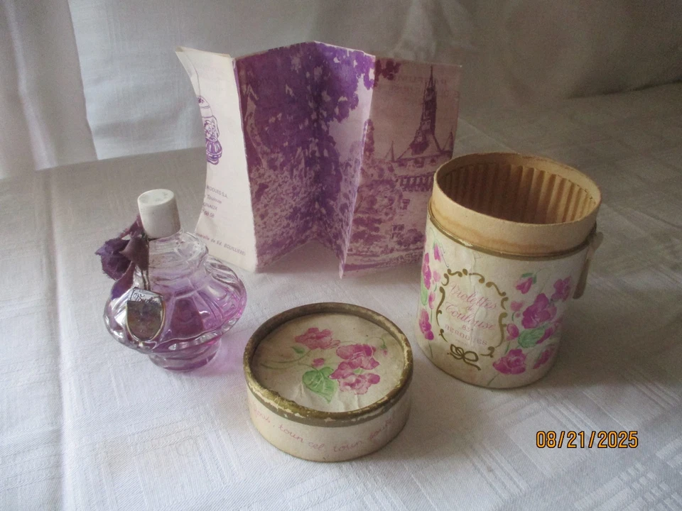 Ancien flacon de parfum violettes de Toulouse Berdoues AVEC  sa boite d'origine - Photo 4/4