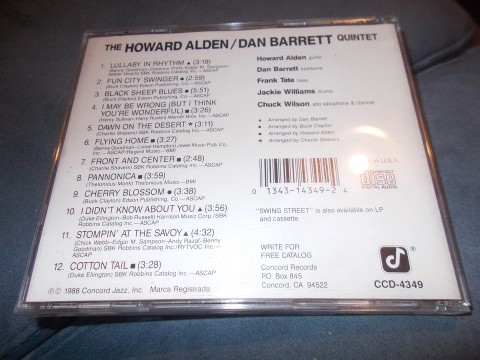 THE HOWARD ALDEN /DAN BARRETT QUINTET-SWING STREET 1988 CD ALBUM - Image 2 of 4