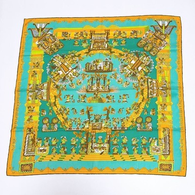 HERMES Paris ASTRES et SOLEILS Carre 90 Größe Seide 100 % Schal Etikett...