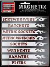 Magnetic Utility Labels Silver 16 Pack Removable Toolbox Organization Labels