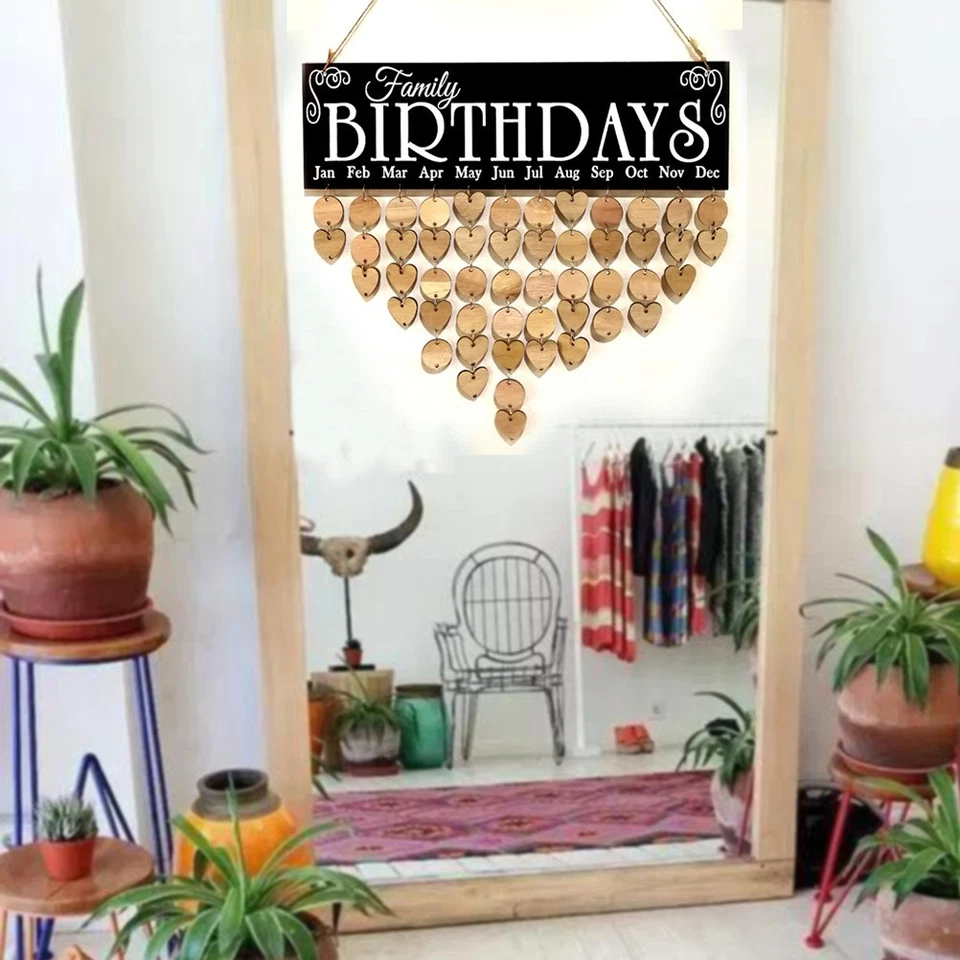  Birthday Reminder Wall Hanging Decorative Calendar Wooden Plaque - Image 3 of 4