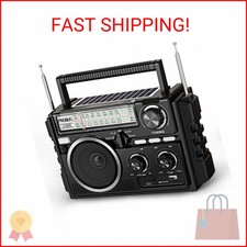 PRUNUS J-02 Portable Radio AM FM SW Bluetooth, Dual-Antenna, Solar/D Battery/USB
