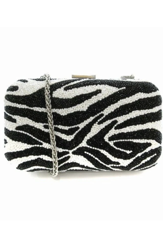 Alice & Olivia RARO Shirley Frisado Estampa de Zebra Clutch com Corrente Alça Novo com etiquetas $495