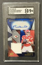 2020 Panini XR Autographed Swatches Patrick Mahomes II #AS-PM Blue /15 SGC 10 9