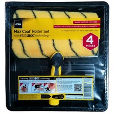9" Paint Roller Set Tray Kit Max Coat Medium Pile Emulsion Polyester Covers 4Pc