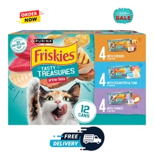 Friskies Gravy Tasty Treasures Prime Filets, Wet Cat Food, 12 Pack, 5.5 oz Cans