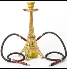 Shisha Eiffel Tower Double Hose Pipe Luxury Lounge Decor Brand New