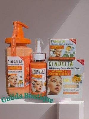 Cindella Whitening Set, Vitamin C & Orange Essence, Lotion, Cream, Oil Soap