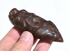 2.9''Hongshan Culture Old Jade Carving Fengshui Bird Birds Beast Head Pendant