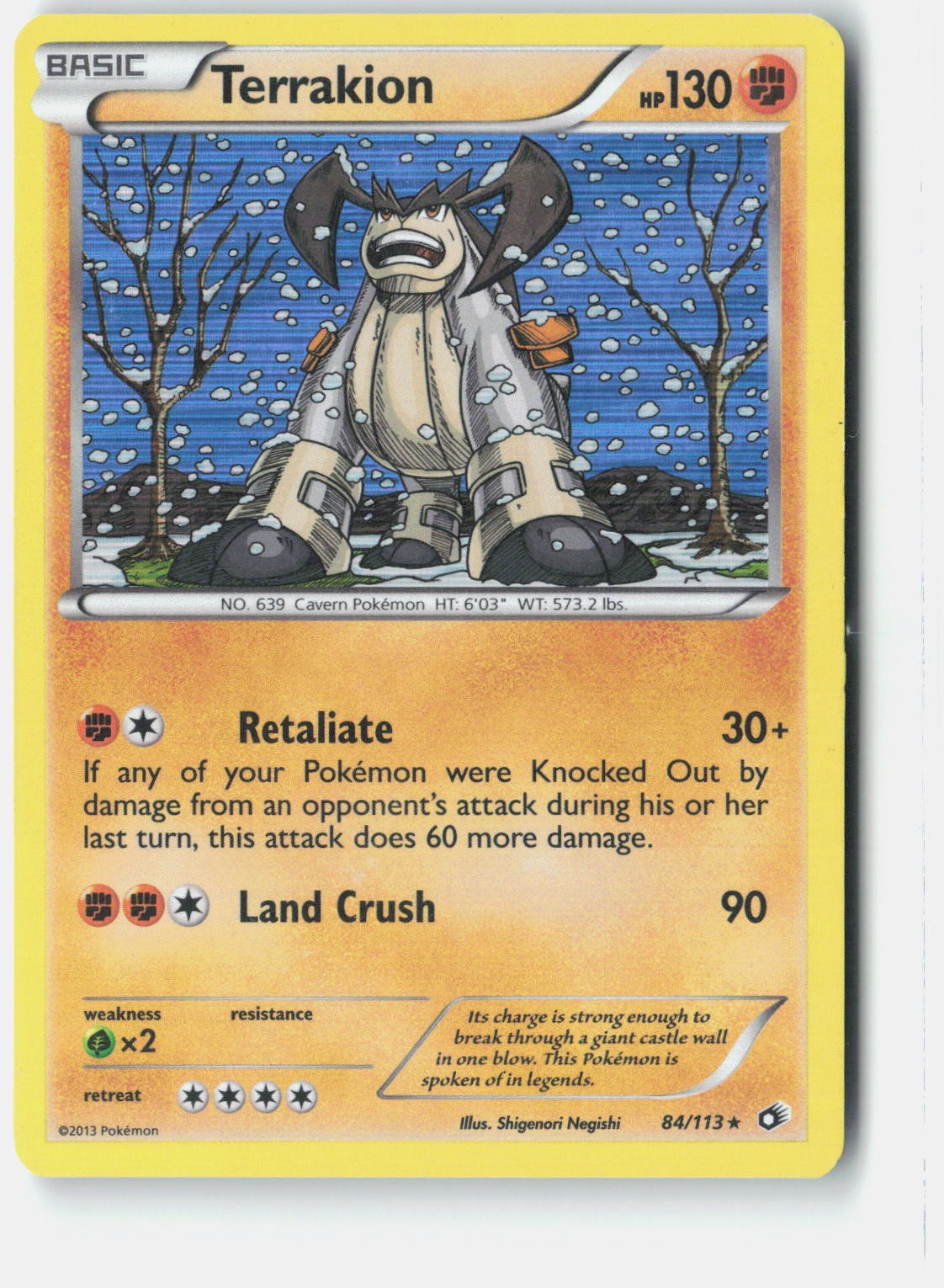 Terrakion Legendary Treasures 84/113 Pokemon Card Holo