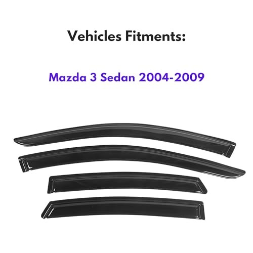 IG Window Visors Fit for Out-Channel Rain Guards Vent 2004-2009 Mazda 3 Sedan - Picture 2 of 6
