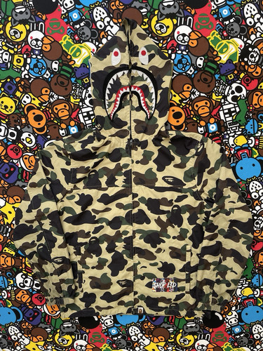 A Bathing Ape Yellow Camo Shark Windbreaker Jacket - Picture 1 of 14