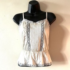 Vtg Nylon Satin Camisole L Blouse Feminine Dainty Coquette