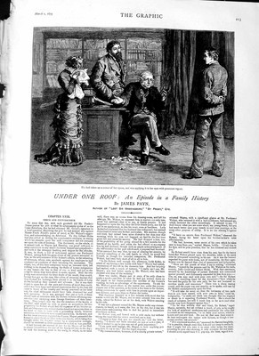 Old Antique Print 1879 James Payn Illustration Story Family Crying Lady 19th