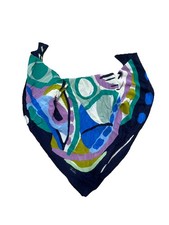 Vintage 1970s Abstract Silk Scarf Peacock Polka Dots Floral Funky Bold