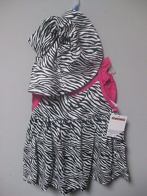Gerber Girls 3-Piece Black/Pink Zebra Set; Dress, Panties & Cap BABY SHOWER GIFT
