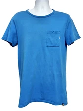 Scotch & Soda Amsterdam Men Size L Short Sleeve Pocket T-Shirt Solid Bright Blue