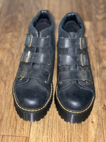 Doc Martens Damen schwarz Leder Coppola klobig Plateau Schnalle Stiefeletten - 8 - Bild 2 von 9