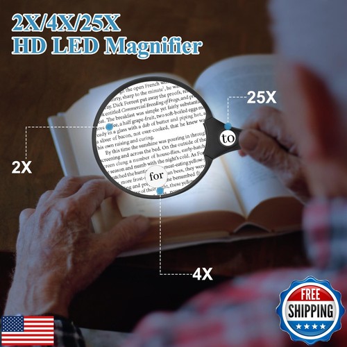 Large Magnifying Glass with Light, 5.5inch Handheld Illuminated Lighted Magni - Picture 4 of 5