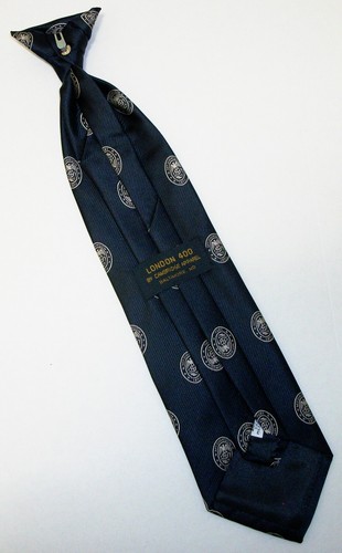 McDonogh School MD Navy Blue Seal Youth Clip-On Neck Tie 15" L x 3.75" W (E397) - Picture 3 of 3