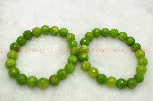 2 Pcs Pretty Natural 6/8/10mm Green Peridot Gemstone Round Beads Bracelet 7.5in - Picture 10 of 12