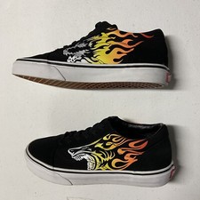 Lion Shark Juniors 7 Vans Old Skool Black Flame Racing Sneakers Shoes Retro