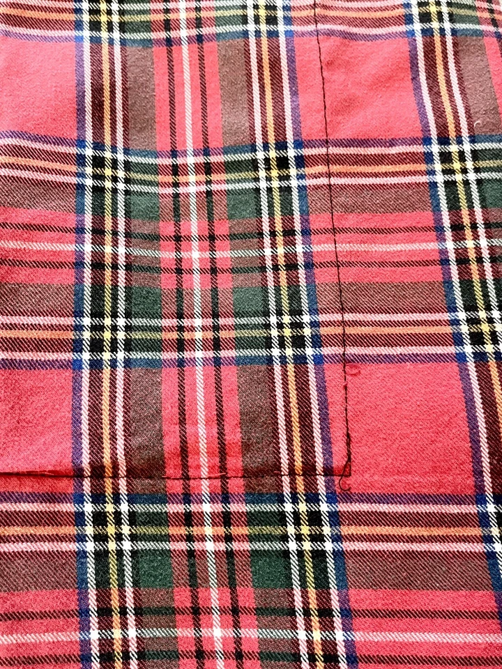 Franela cepillada a cuadros roja FÁMULAS ESTÁNDAR rojo y verde conjunto de 2 hechas a mano vintage Foto 3 de 4