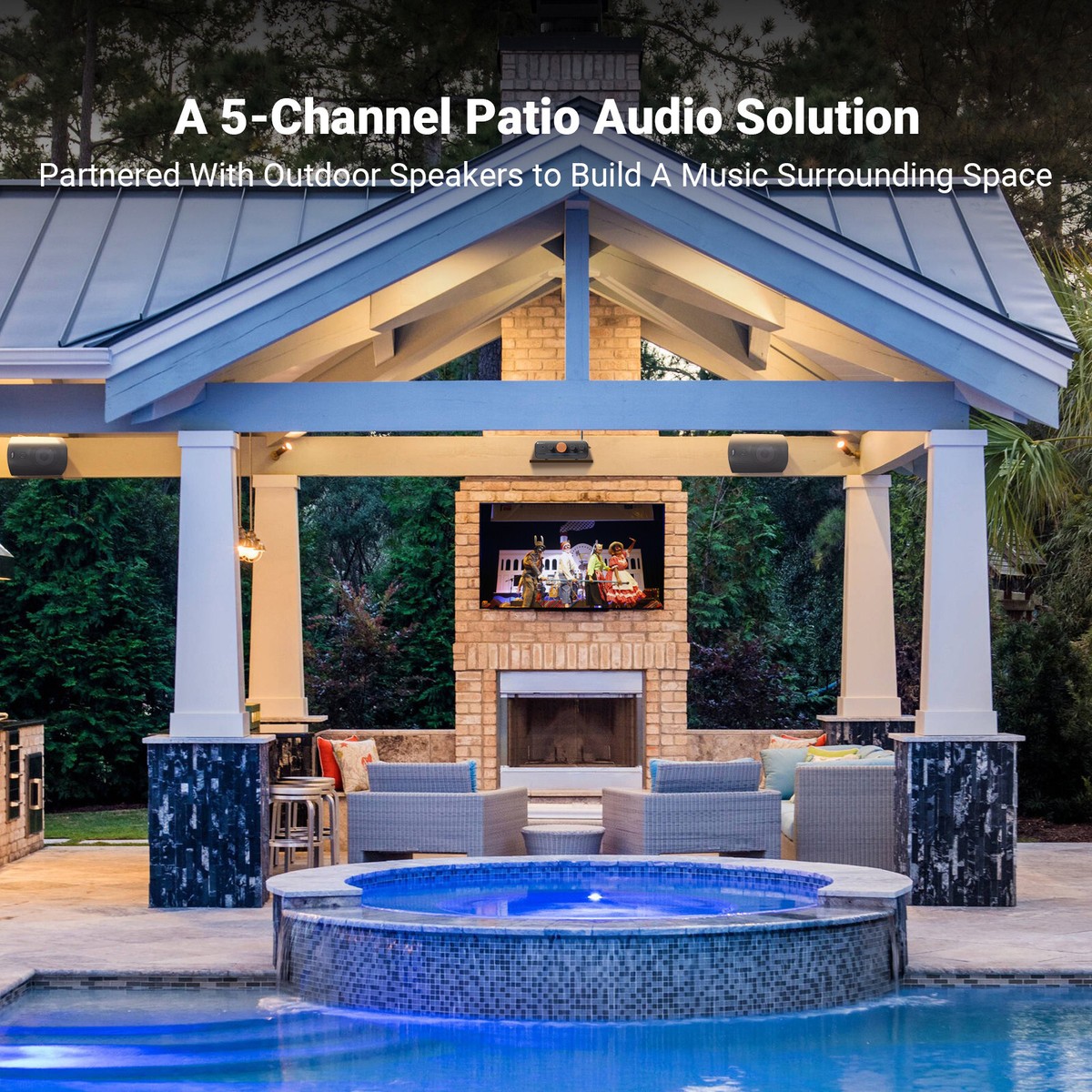 Pergola Speakers PYLE PLMR24 200W Outdoor Speakers 4pk PT260A 200W