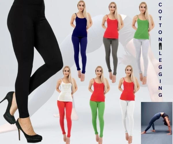 Woman's PLAIN COTTON FULL LENGTH LEGGINGS IN DIFFERENT COLORS - Image 1 of 1