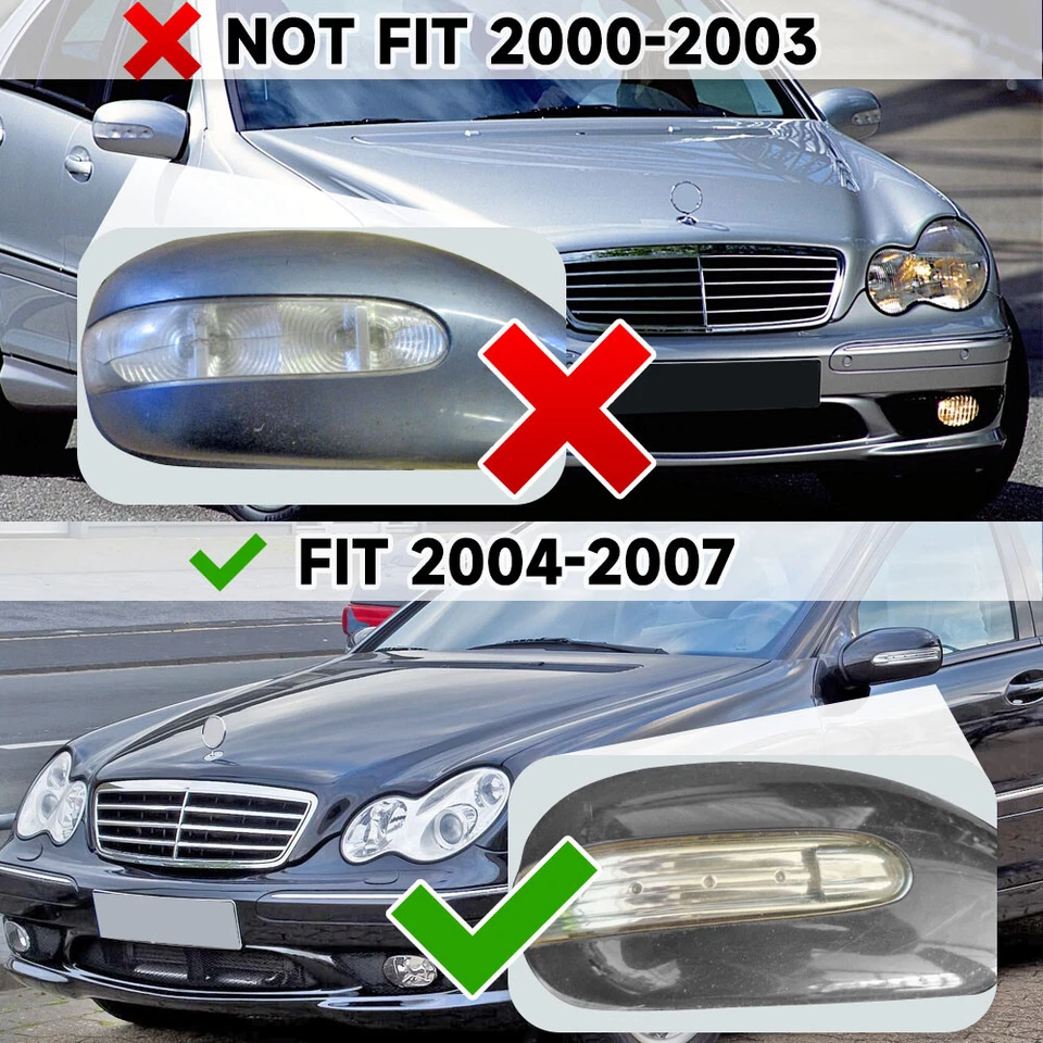 Luz de lente de señal de giro del espejo derecho para puerta se adapta a MERCEDES BENZ W203 C280 C300 Foto 2 de 4