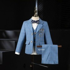 Boys Wedding Suit Kids Formal Blazer Jacket Vest Pants Bowtie 4PCS Costume New